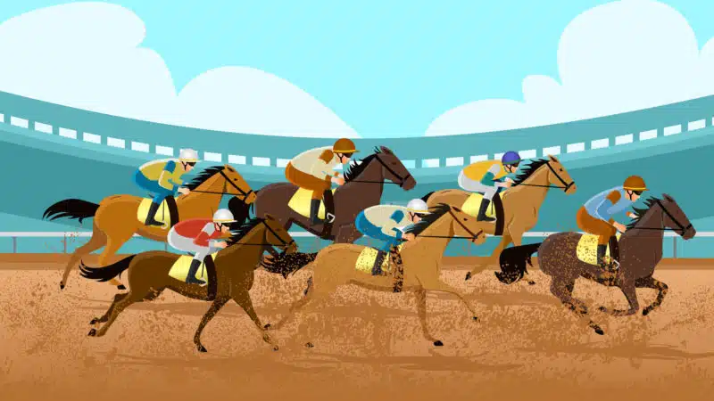 Cartoon image of horse race