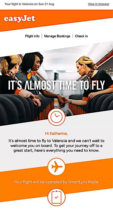 easyJet email.